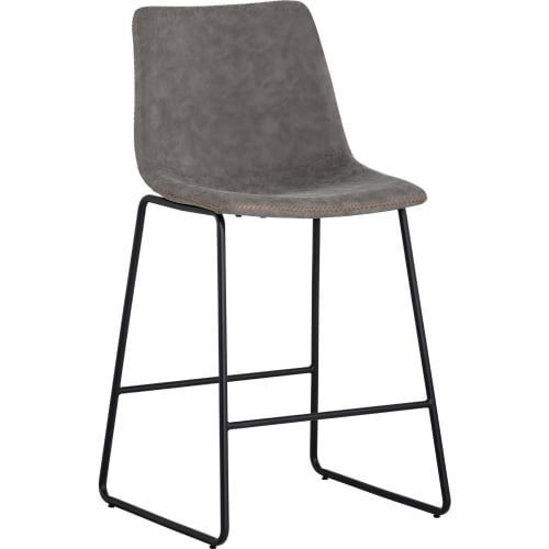 Cal Counter Stool in Antique Grey on Black Steel Base (Set of 2)